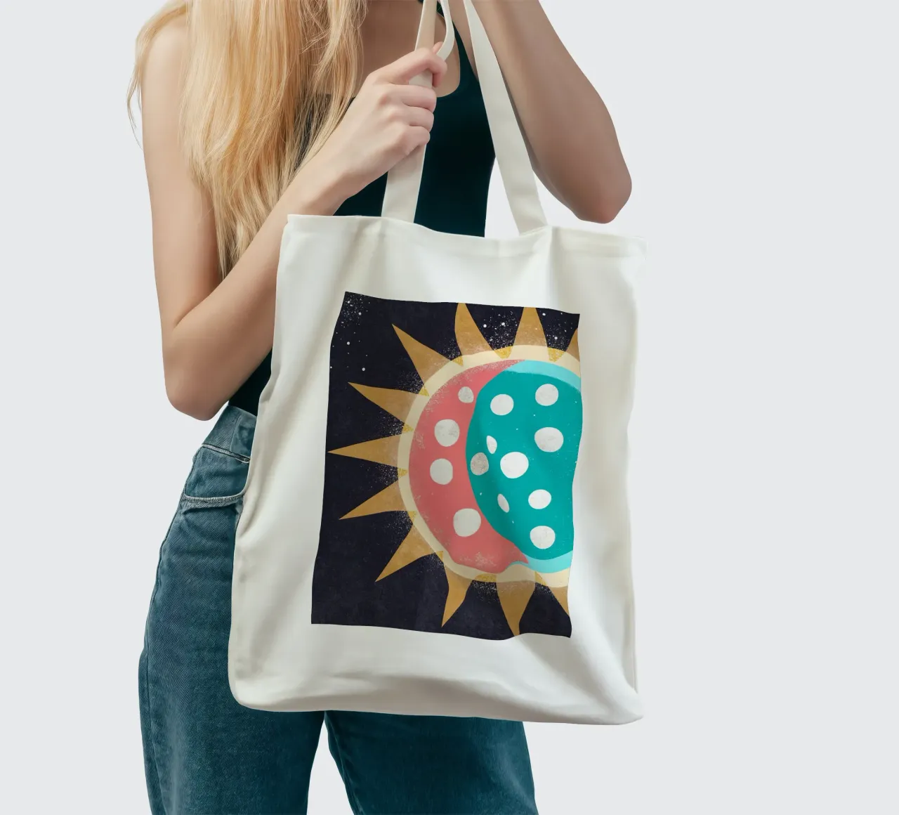 sun retro art borsa in juta da ralliness