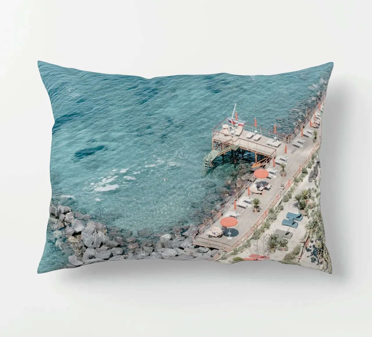 Aerial beach view in Sorrento cuscino da photolovers