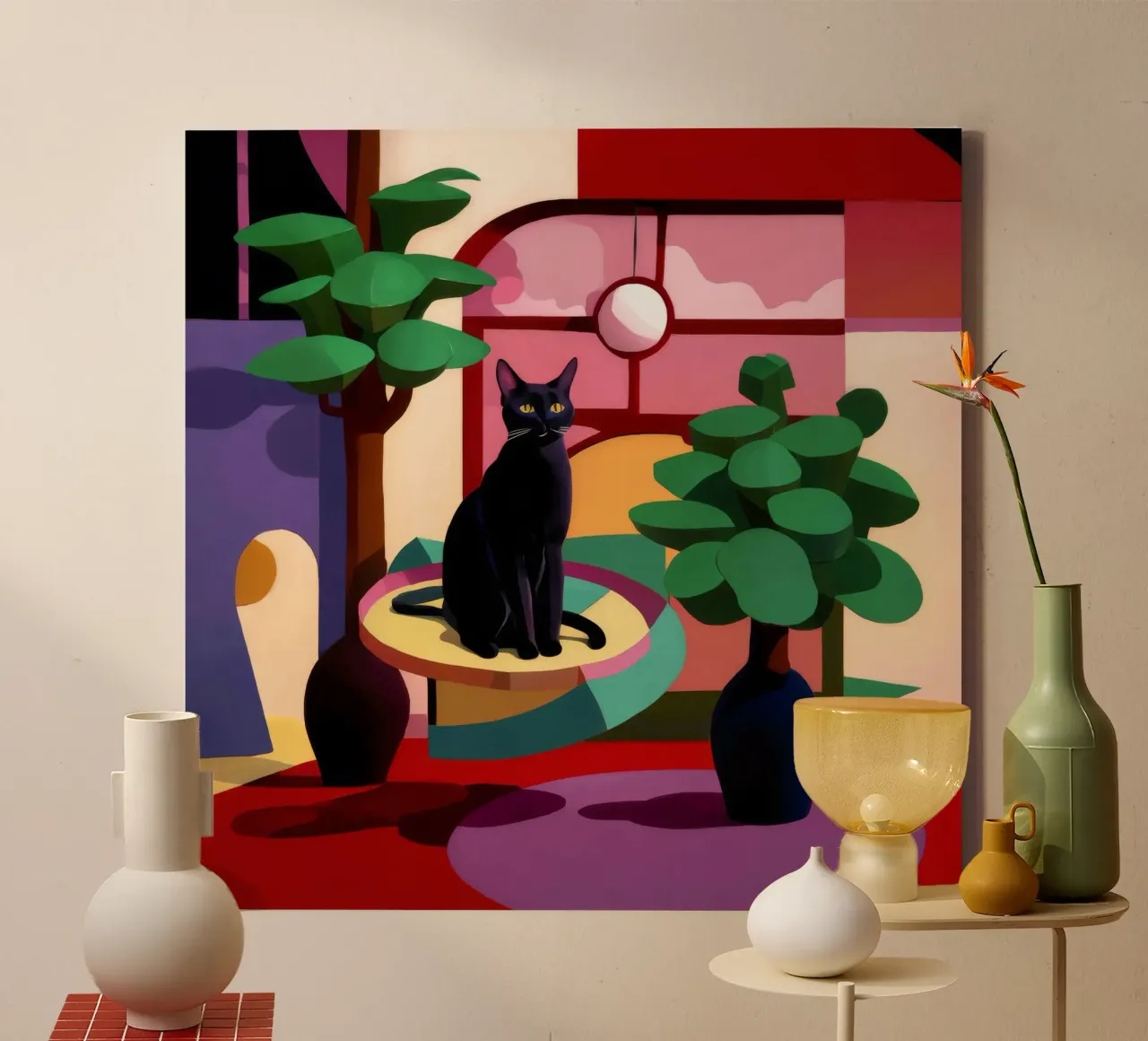Middernachtelijke katachtige majesteit canvas met Baklijst van Ember Stone
