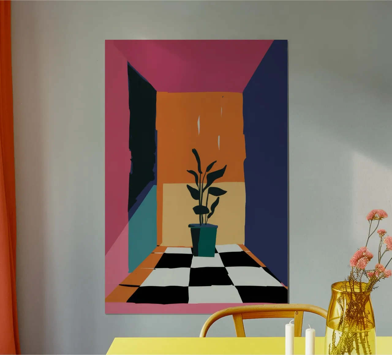 Grazia botanica solitaria poster con telaio in legno da Ember Stone