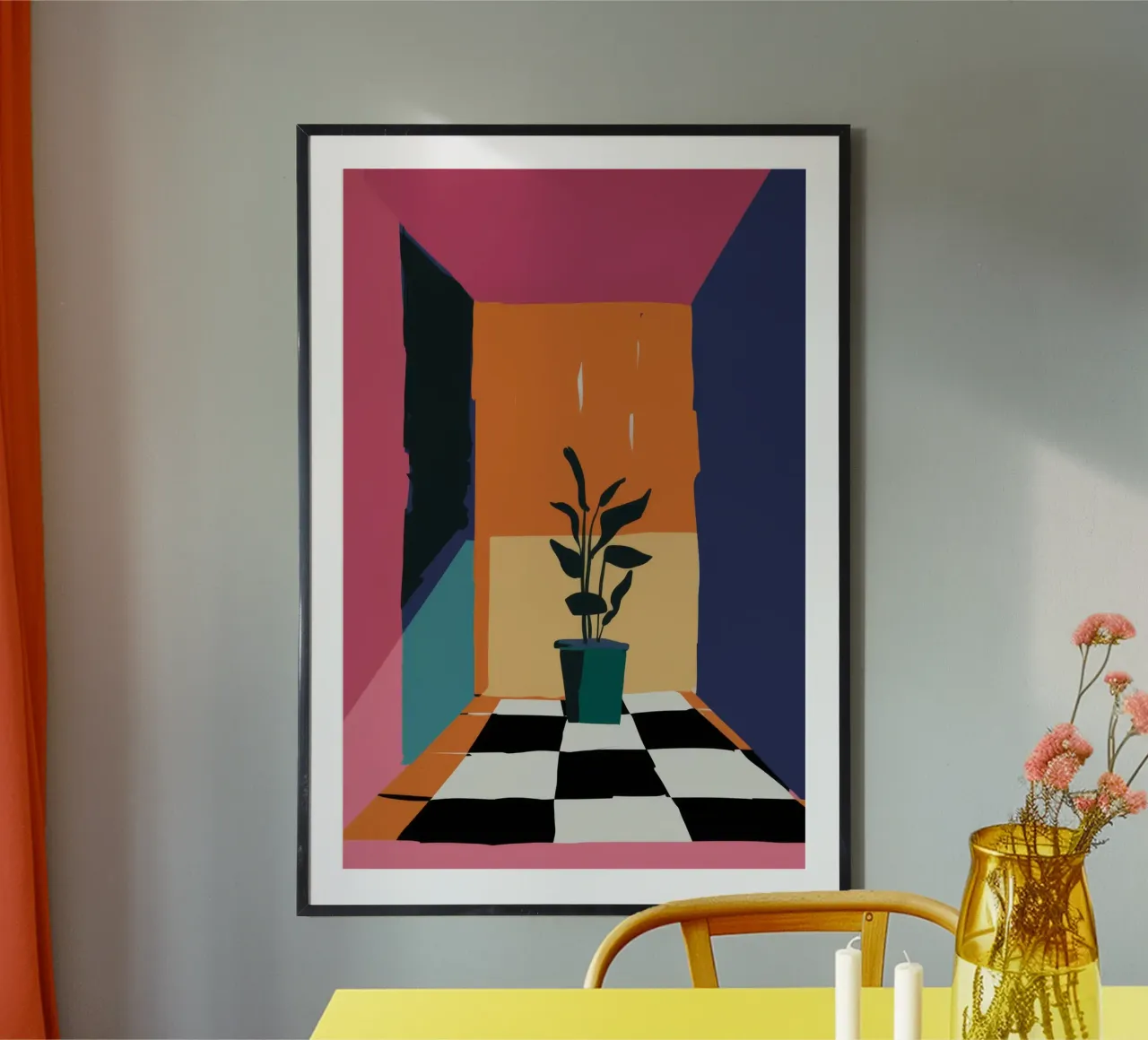 Grazia botanica solitaria poster con telaio in legno da Ember Stone