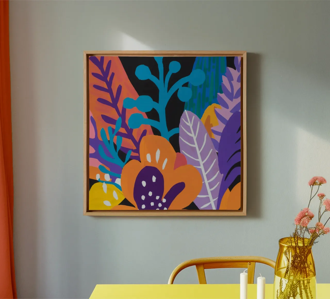 Levendige Jungle Symfonie canvas met Baklijst van Ember Stone