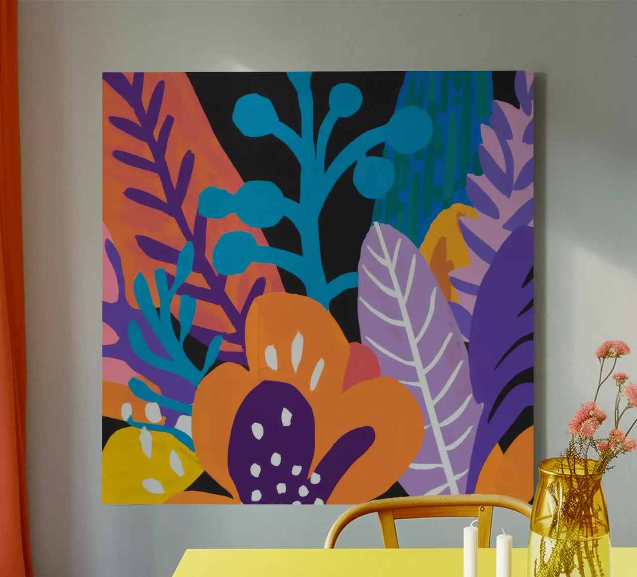Levendige Jungle Symfonie canvas met Baklijst van Ember Stone