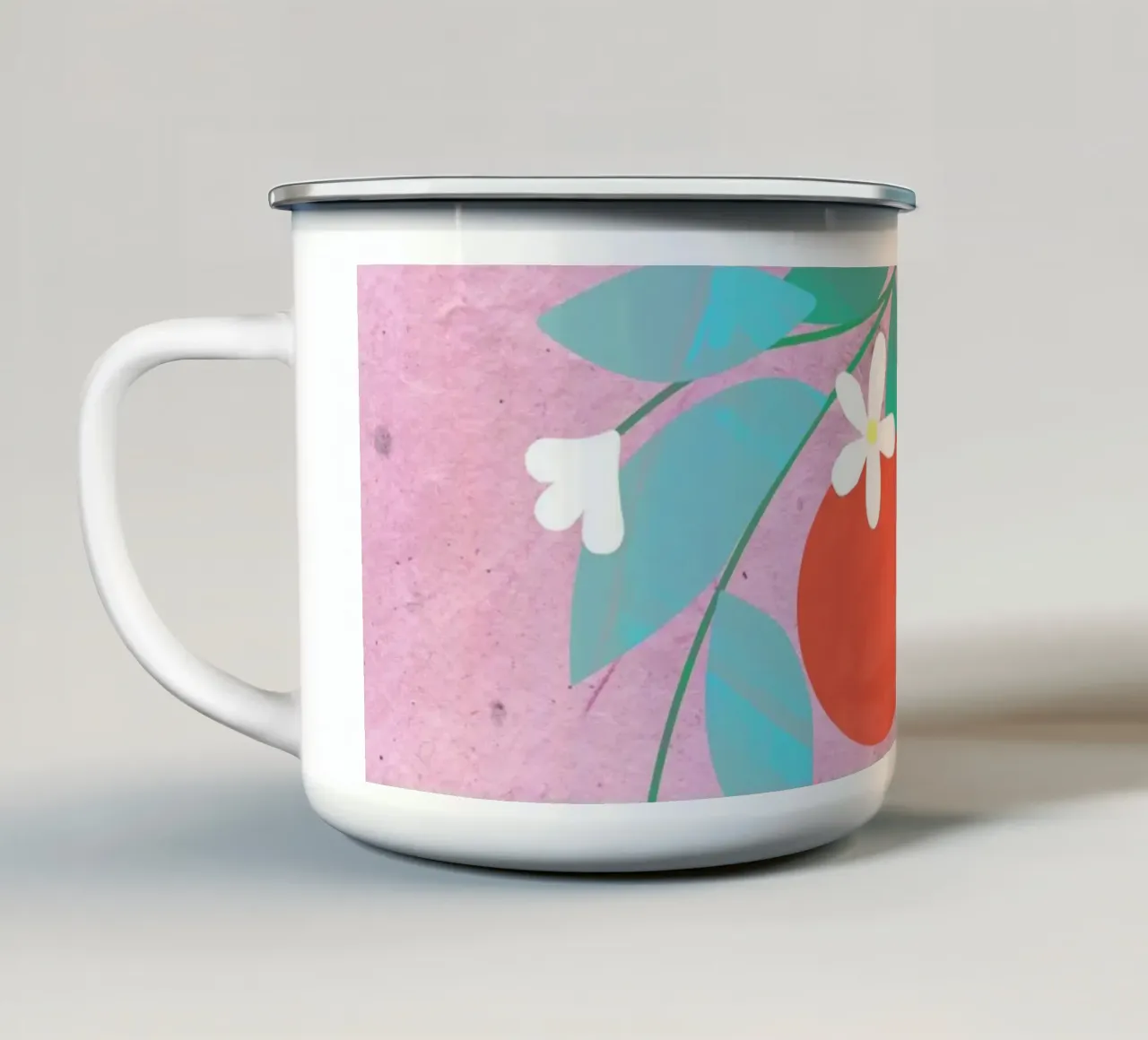 Oranges Bloom Emaille Tasse von PetrArts