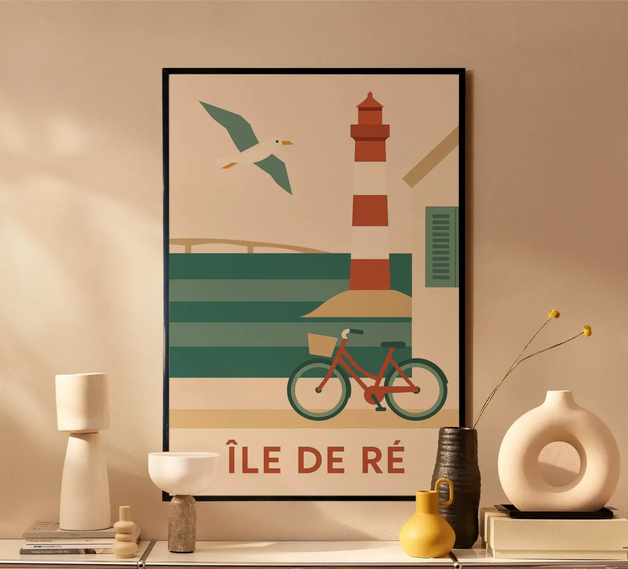 Île de Ré - Una versione grafica di tranquilla eleganza carta hahnemühle da JETLAG | affiches voyage