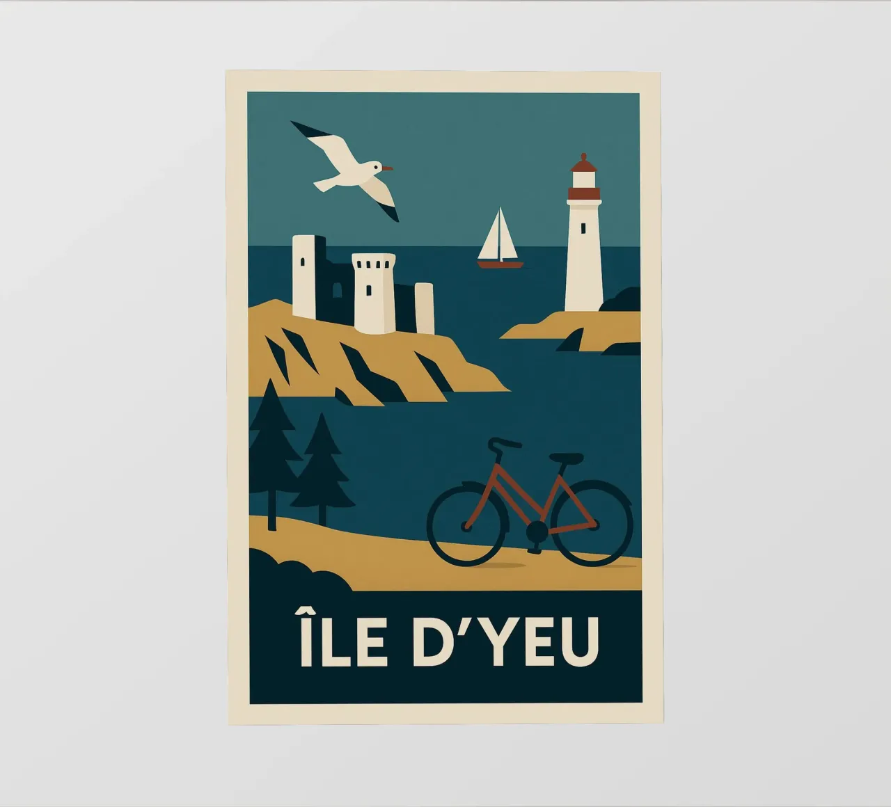 Île d'Yeu - Verso il mare, il faro e la libertà pellicola backlit da JETLAG | affiches voyage