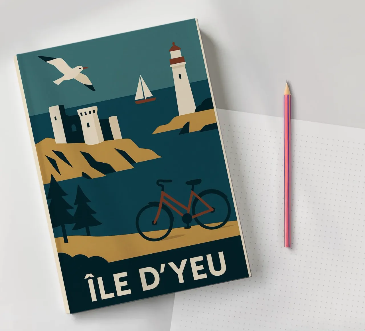 Île d'Yeu - Heading out to sea, lighthouse and freedom notebook by JETLAG | affiches voyage