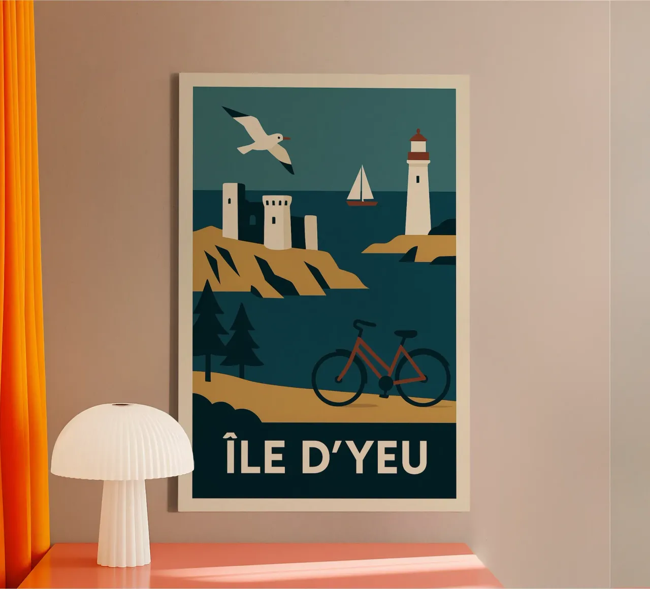 Île d'Yeu - Heading out to sea, lighthouse and freedom canvas with Floater frame by JETLAG | affiches voyage