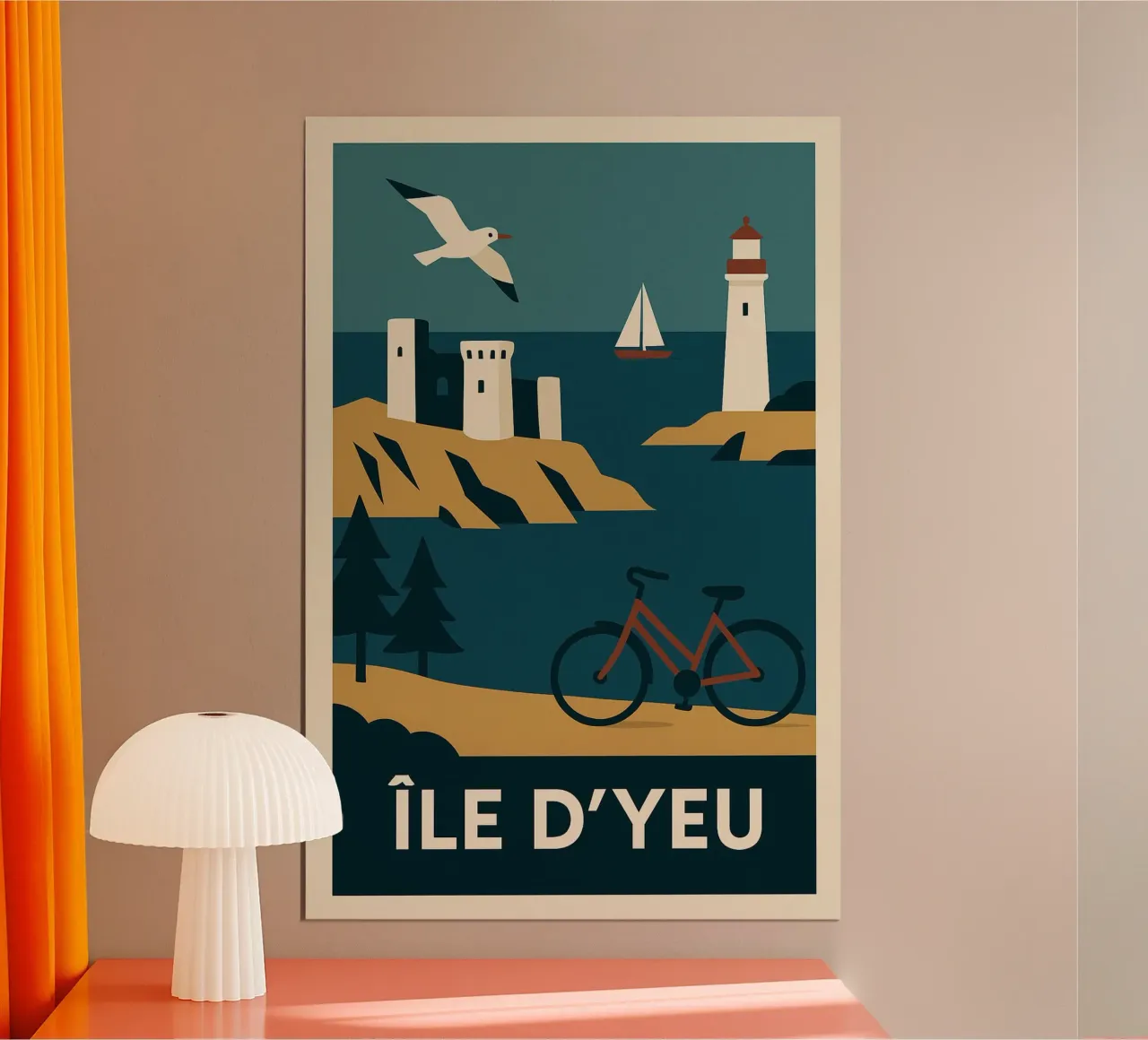 Île d'Yeu - Verso il mare, il faro e la libertà carta hahnemühle da JETLAG | affiches voyage