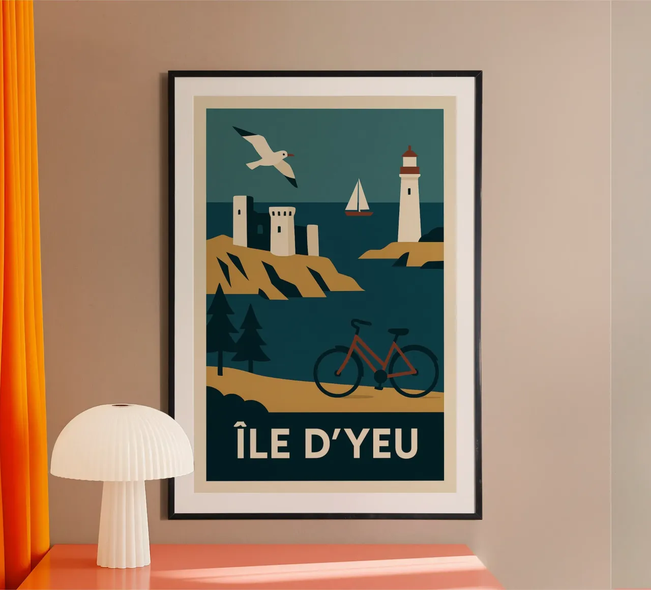 Île d'Yeu - Verso il mare, il faro e la libertà carta hahnemühle da JETLAG | affiches voyage