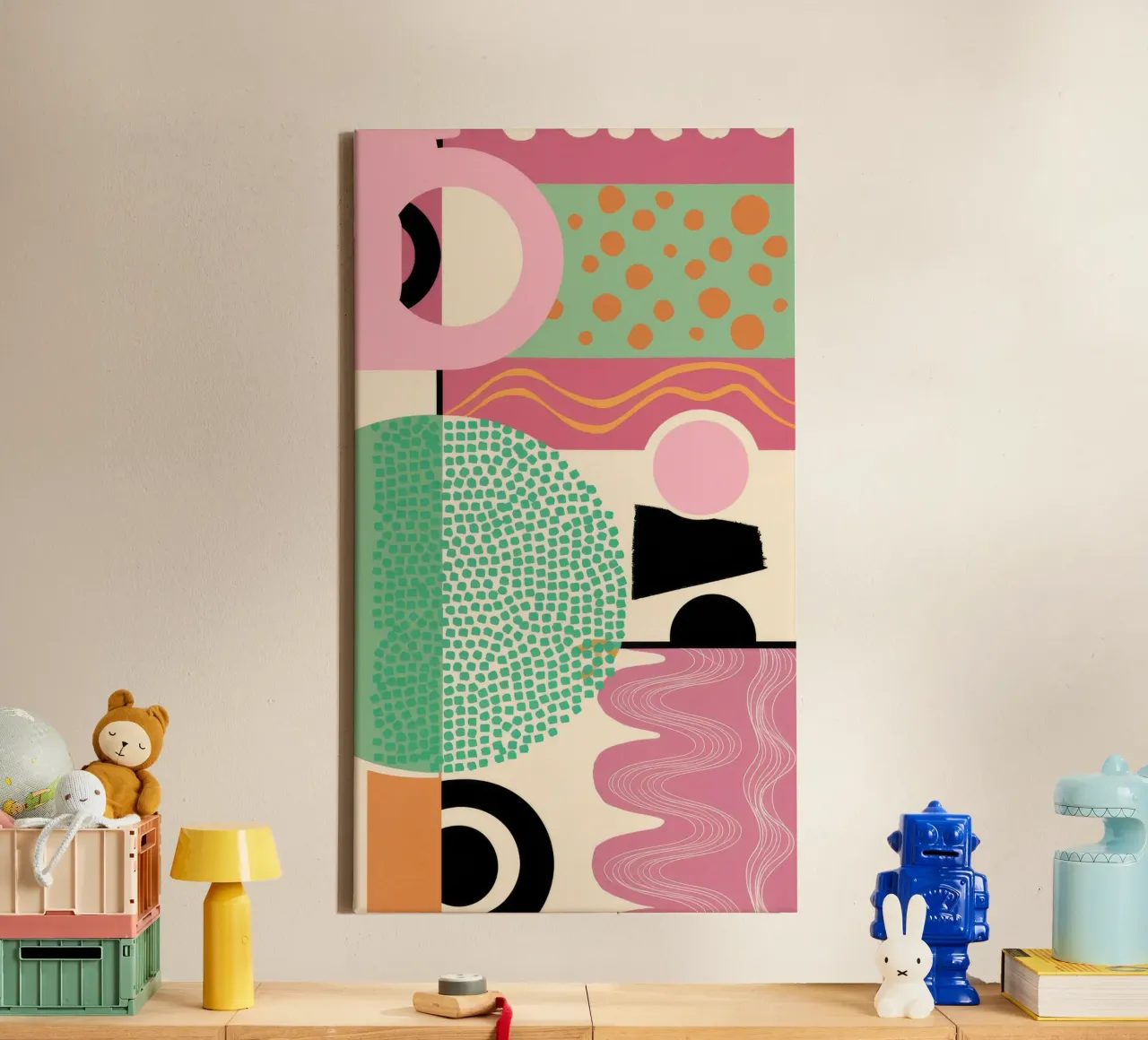 Pastel Geometrische Dromen canvas met Baklijst van Ember Stone