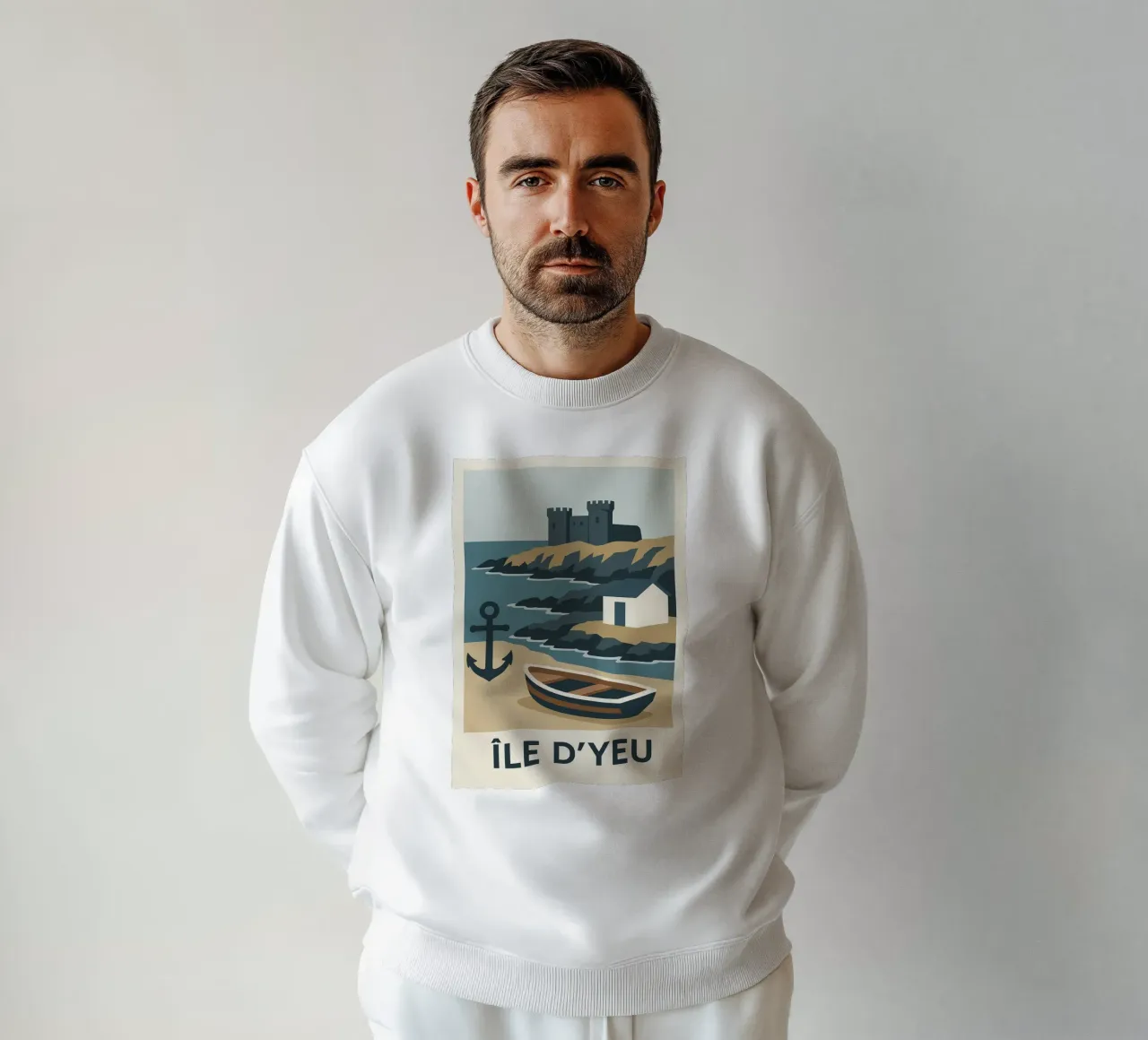 Île d'Yeu - Una fuga grafica tra rocce e leggende felpa da JETLAG | affiches voyage