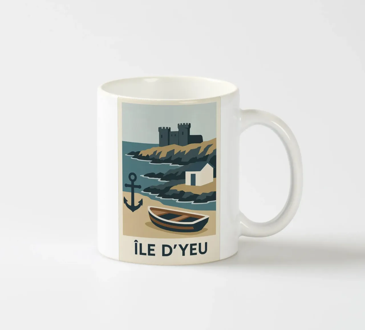 Île d'Yeu - Una fuga grafica tra rocce e leggende tazza in ceramica da JETLAG | affiches voyage