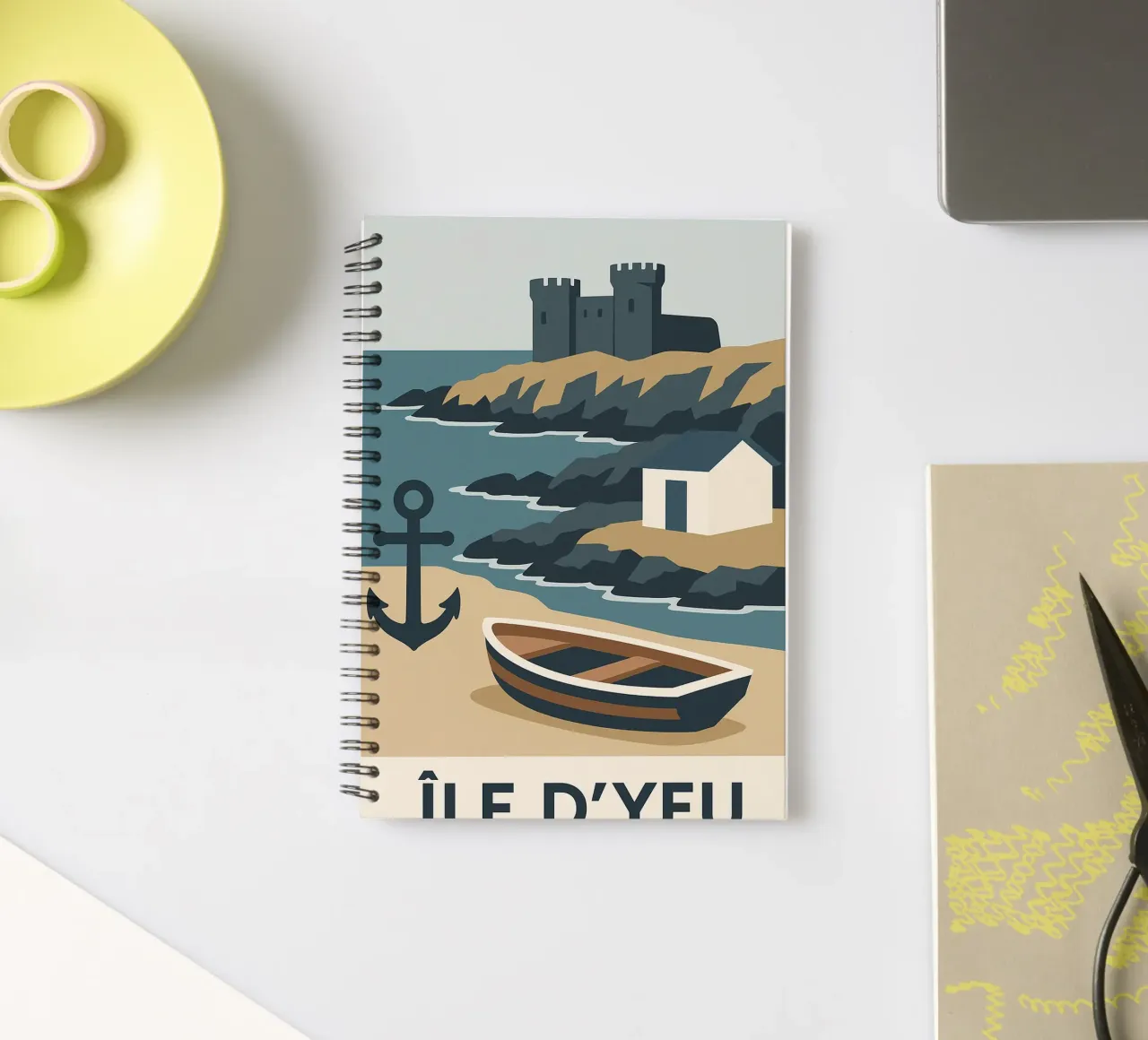 Île d'Yeu - Una escapada gráfica entre rocas y leyendas cuaderno de espiral de JETLAG | affiches voyage