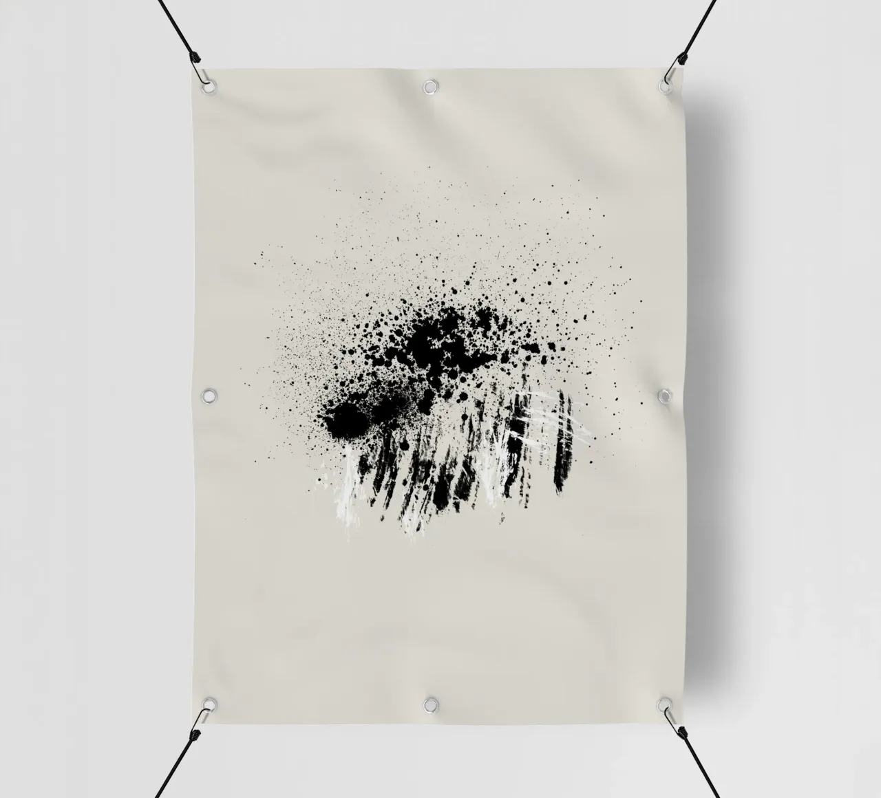 Paint splatters with shapes and lines in black and white telo in pvc da Imaginative