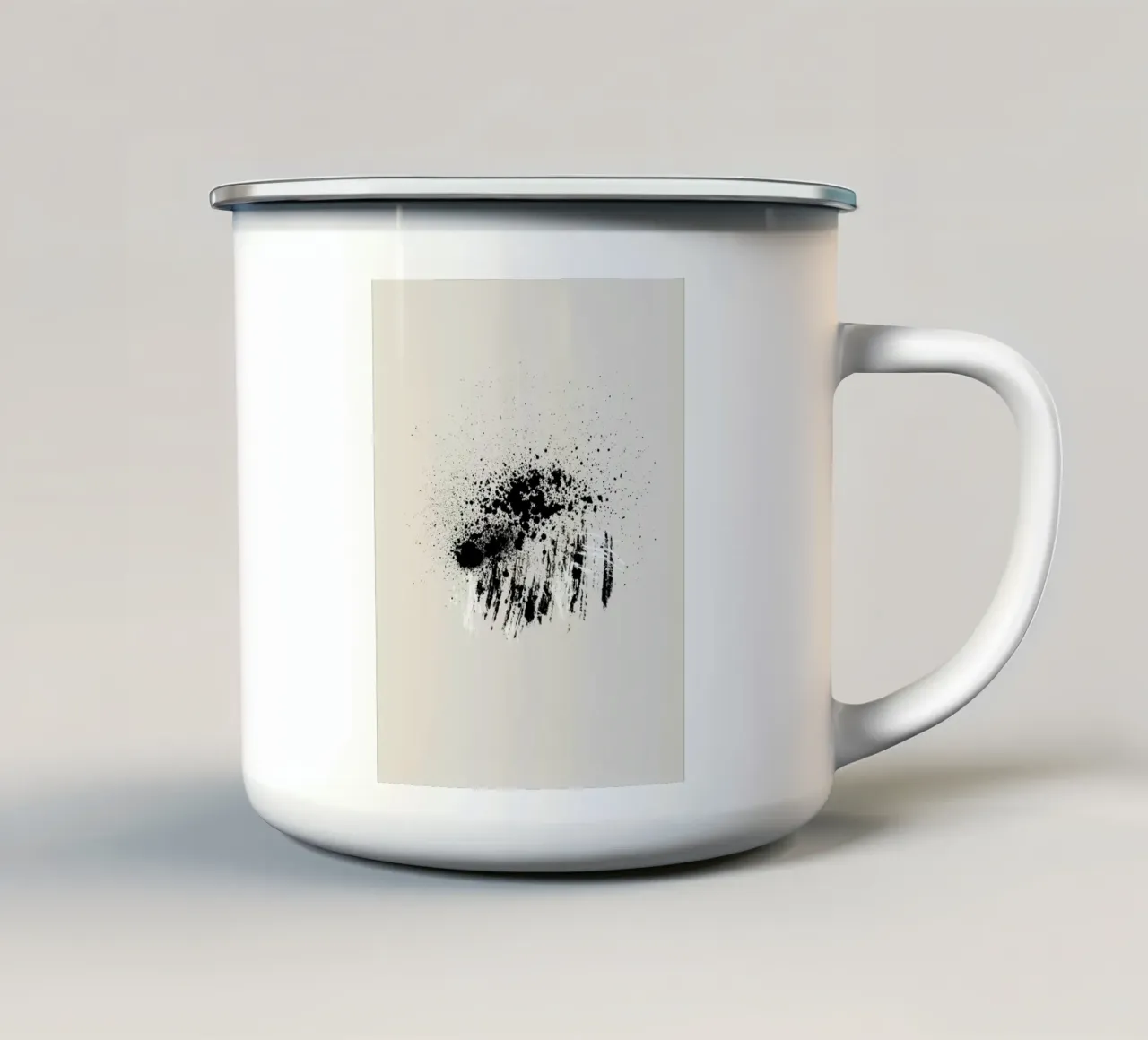 Paint splatters with shapes and lines in black and white mug en émail de Imaginative