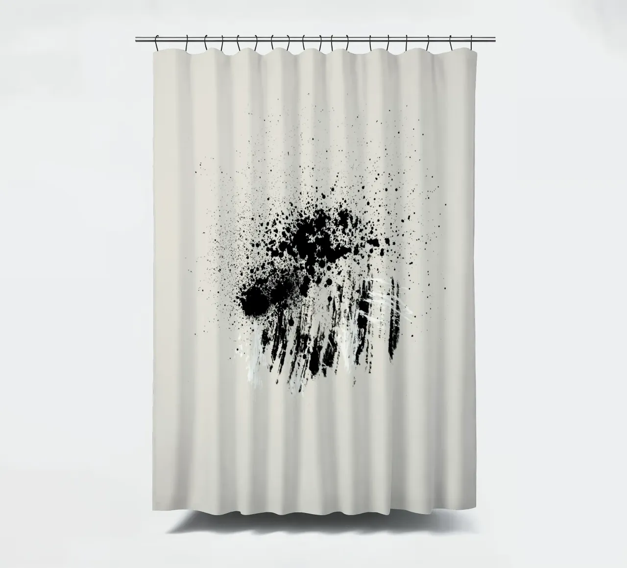 Paint splatters with shapes and lines in black and white tenda da doccia da Imaginative