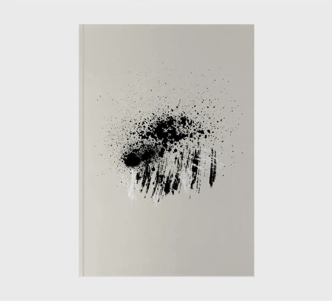 Paint splatters with shapes and lines in black and white Notizbuch von Imaginative