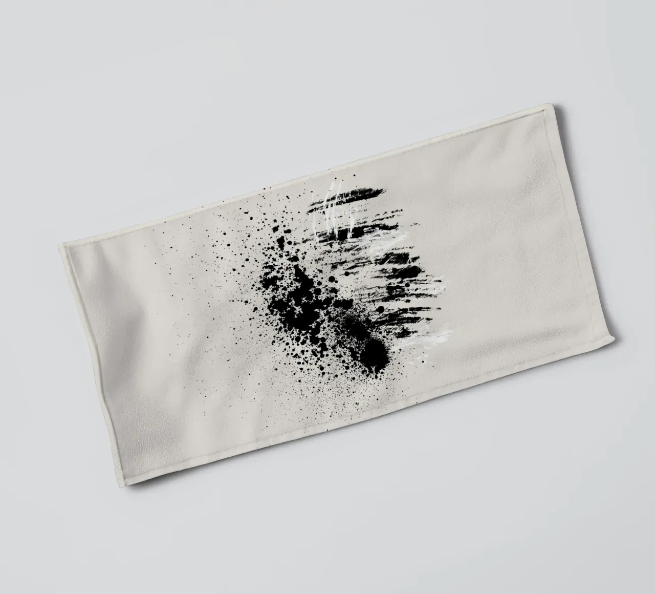 Paint splatters with shapes and lines in black and white Handtuch von Imaginative