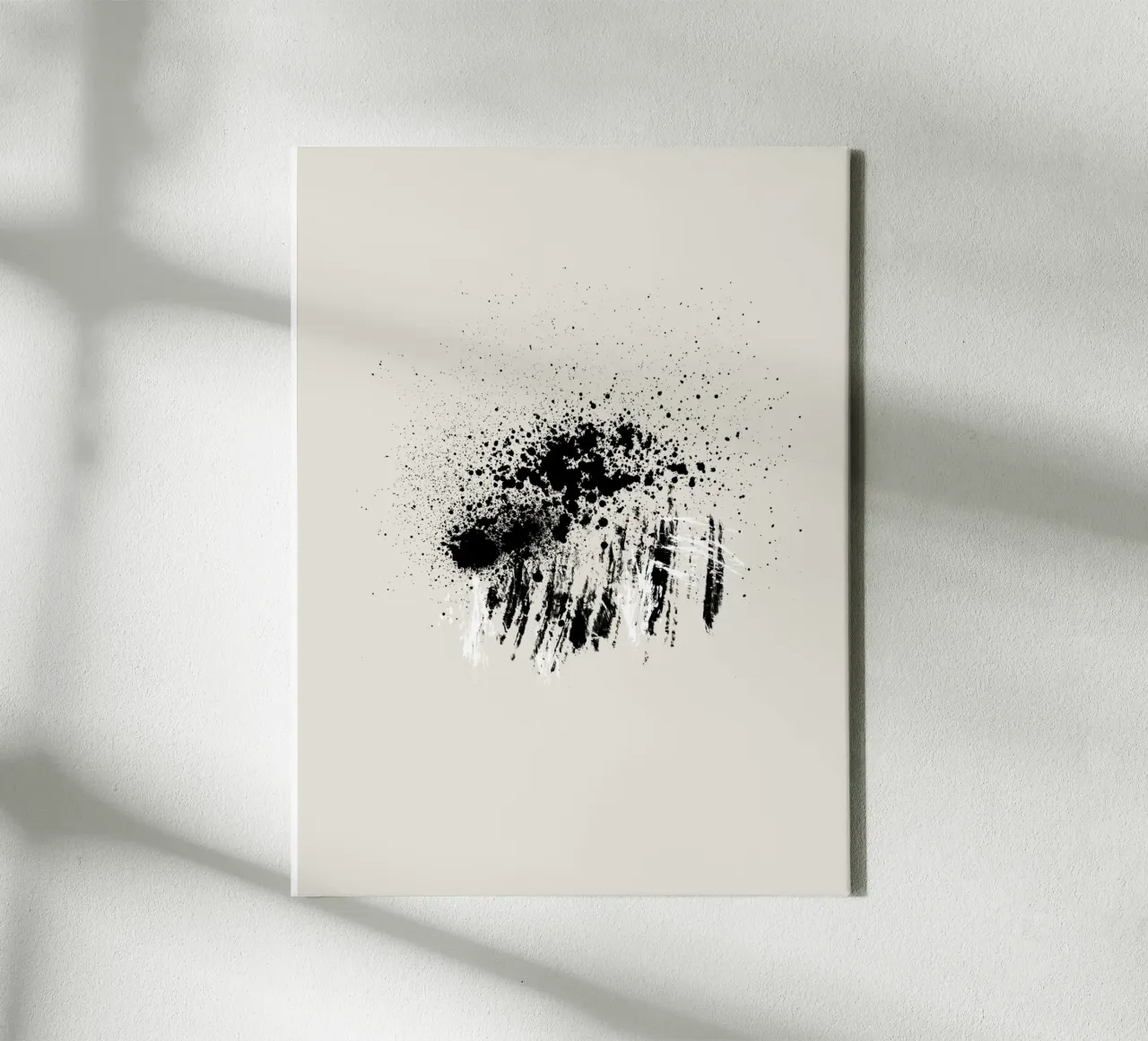 Paint splatters with shapes and lines in black and white tela da Imaginative