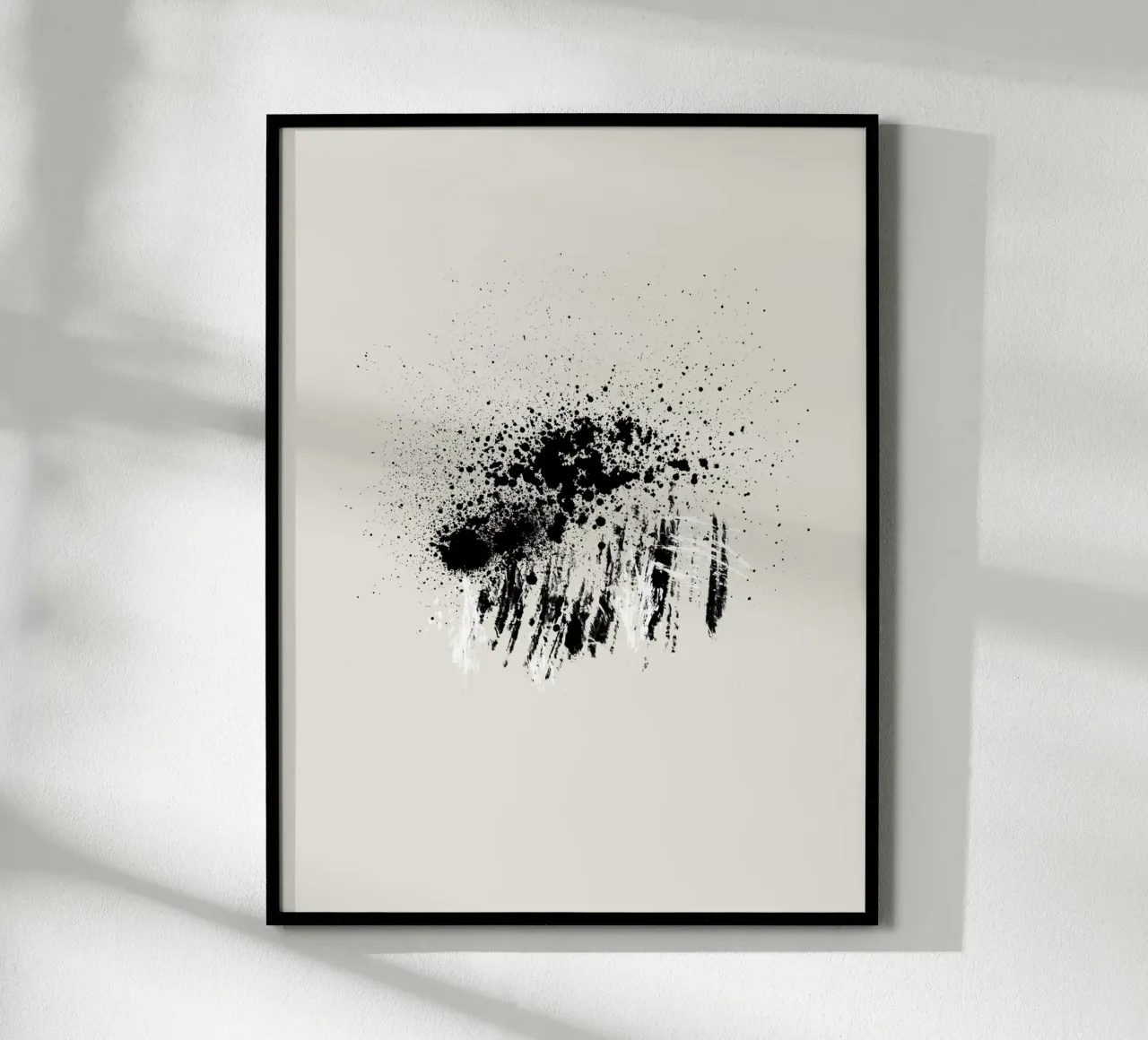 Paint splatters with shapes and lines in black and white poster de Imaginative