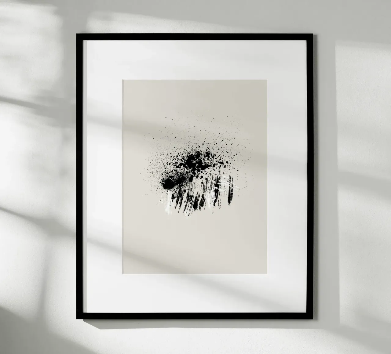 Paint splatters with shapes and lines in black and white poster da Imaginative