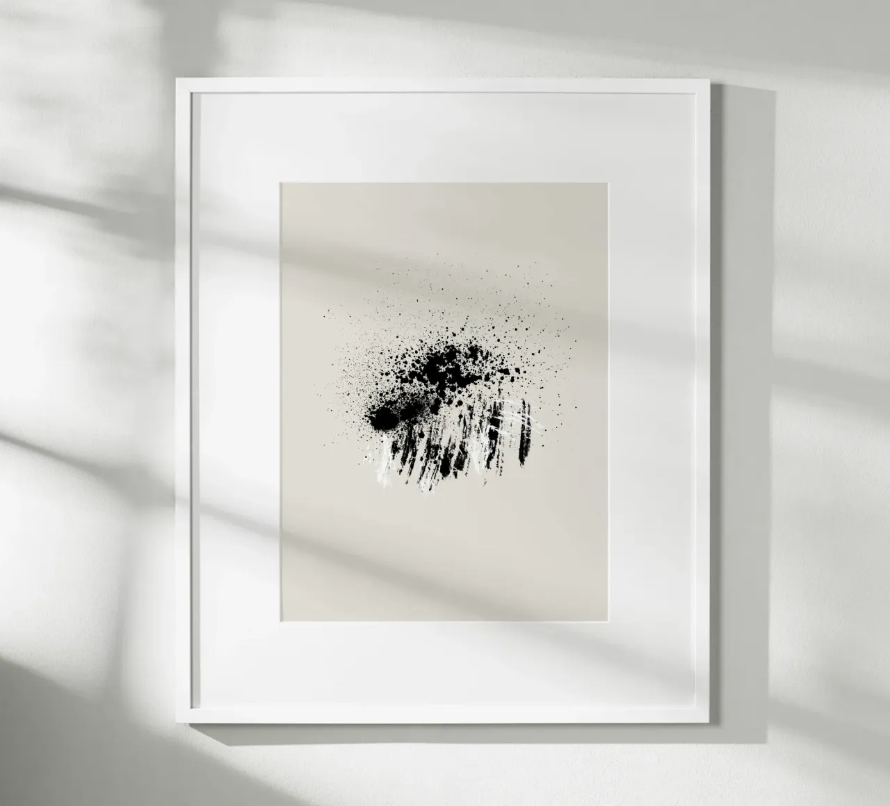 Paint splatters with shapes and lines in black and white poster da Imaginative