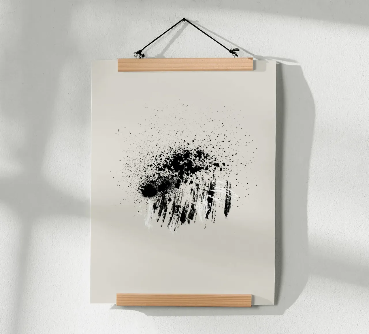 Paint splatters with shapes and lines in black and white poster da Imaginative