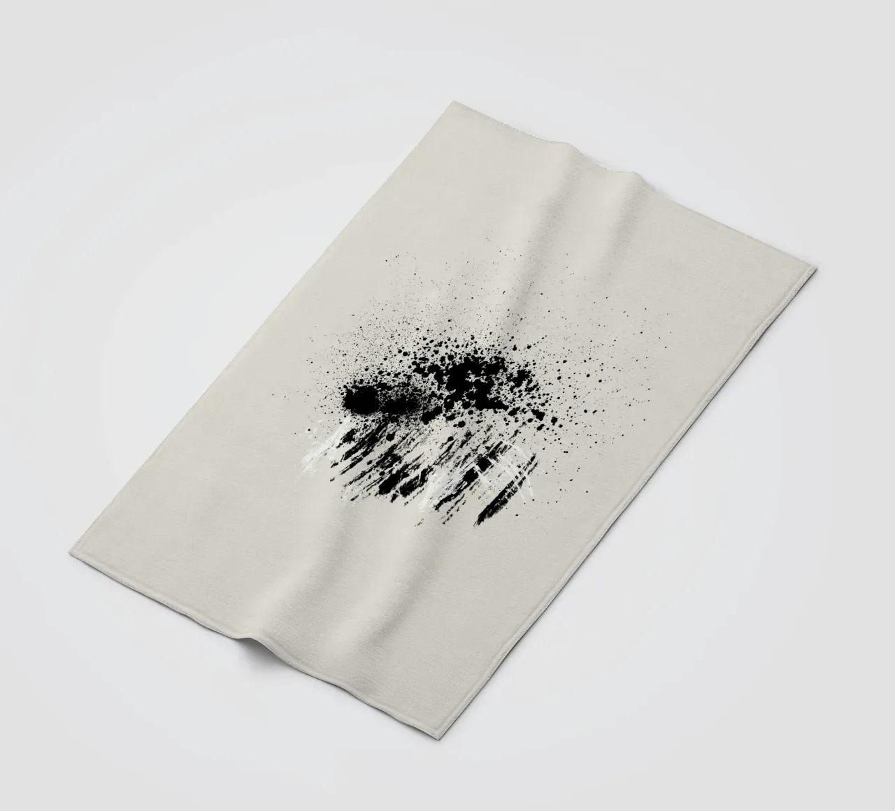 Paint splatters with shapes and lines in black and white Fleecedecke von Imaginative