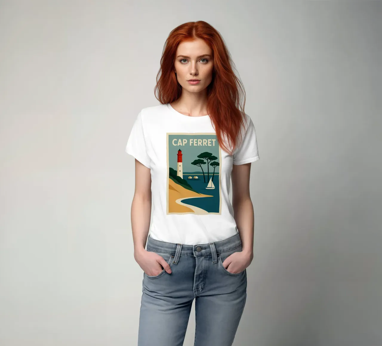 Cap Ferret - Atlantic charm on stylish display t-shirt by JETLAG | affiches voyage