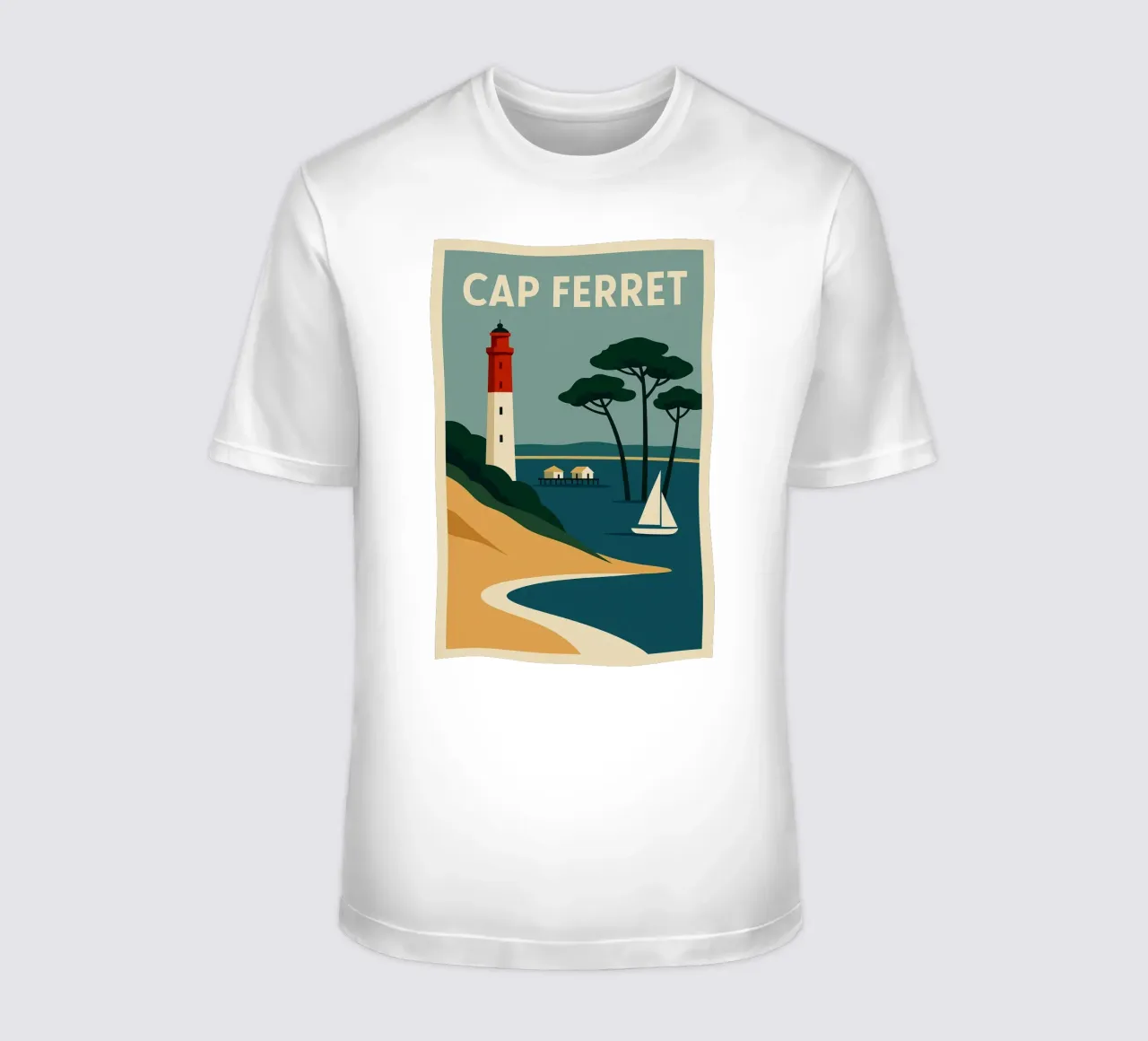 Cap Ferret - Atlantic charm on stylish display t-shirt by JETLAG | affiches voyage