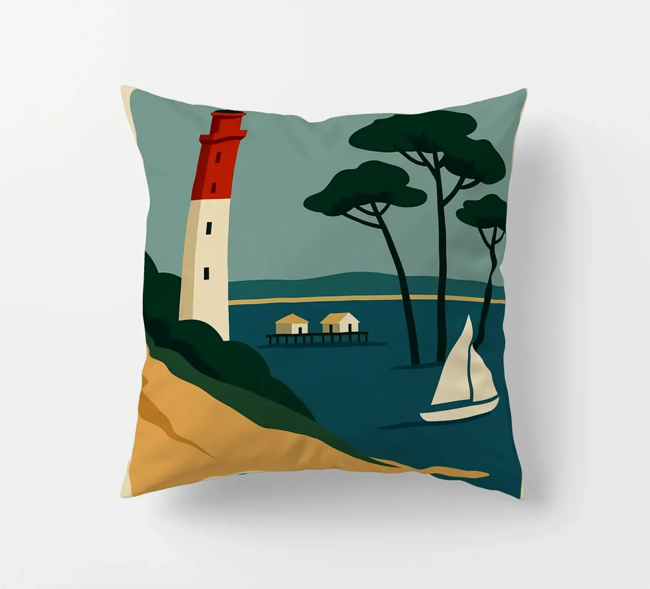 Cap Ferret - Atlantic charm on stylish display decorative cushion by JETLAG | affiches voyage