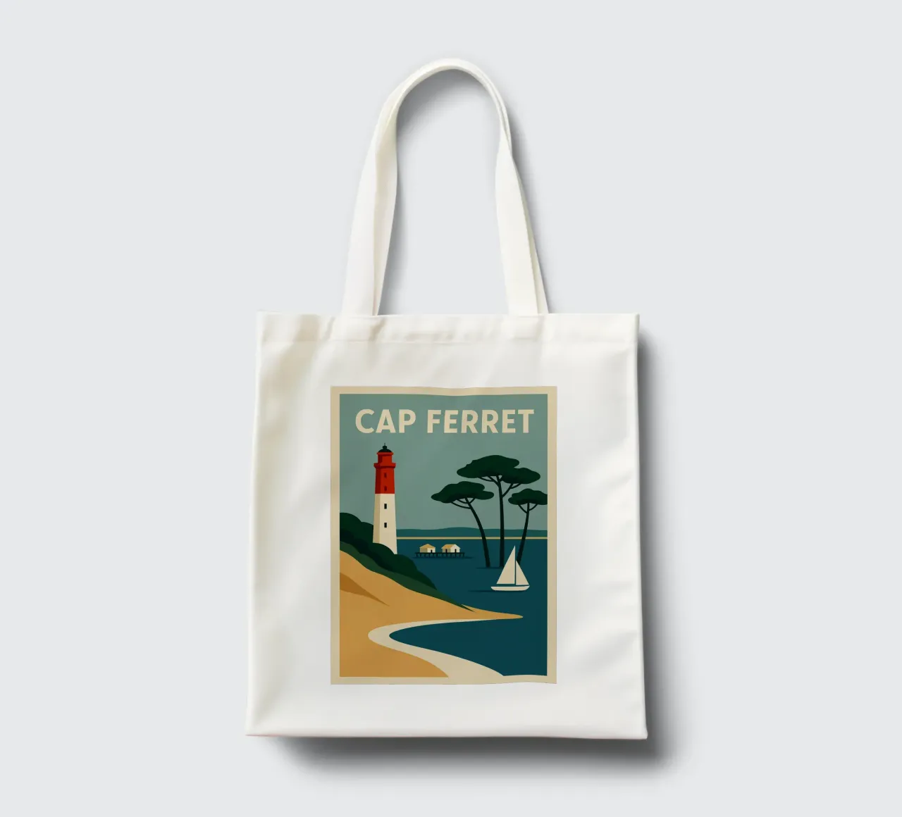 Cap Ferret - Atlantic charm on stylish display tote bag by JETLAG | affiches voyage