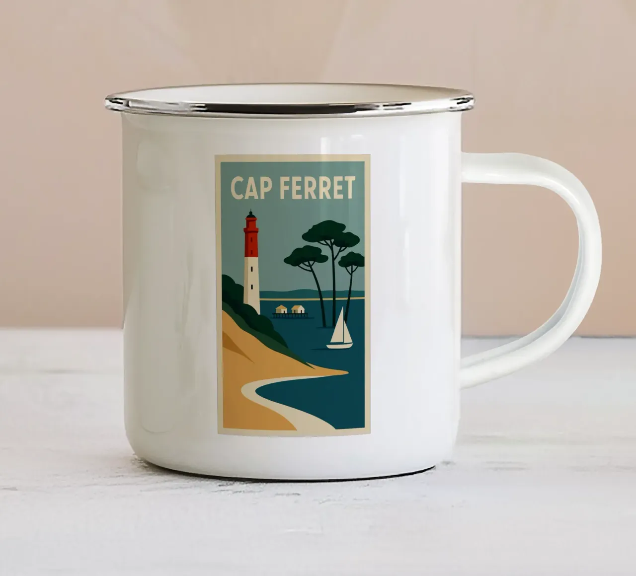 Cap Ferret - Fascino atlantico in bella mostra tazza in smalto da JETLAG | affiches voyage