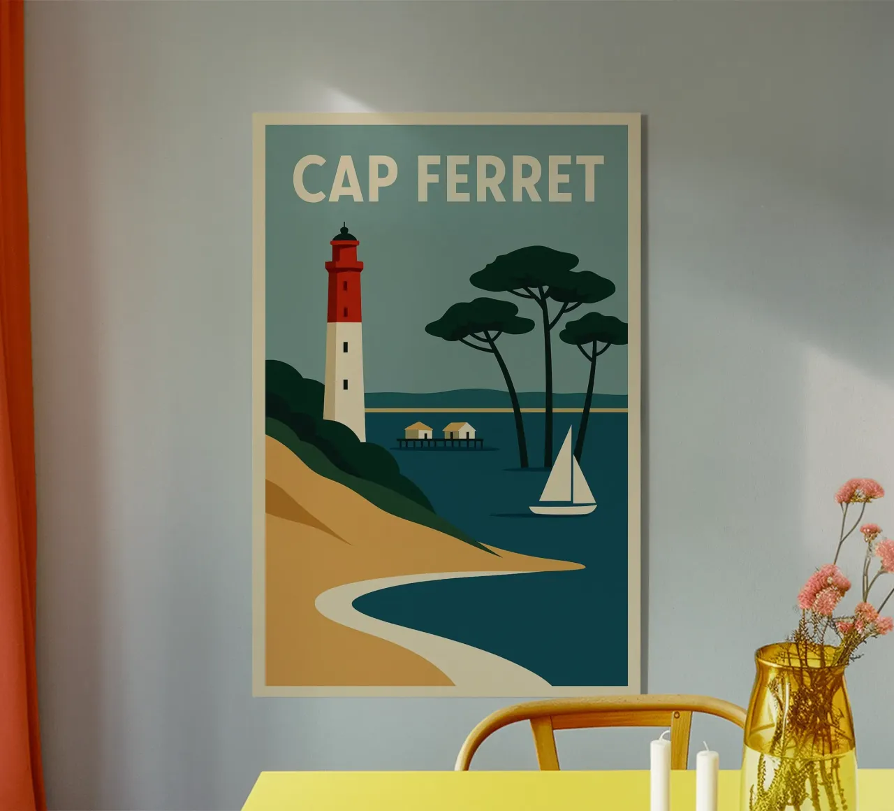 Cap Ferret - El encanto atlántico en un elegante escaparate metacrilato de JETLAG | affiches voyage