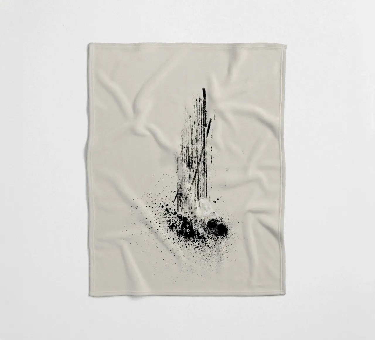 Modern and minimalist abstract with lines and paint splatter Fleecedecke von Imaginative