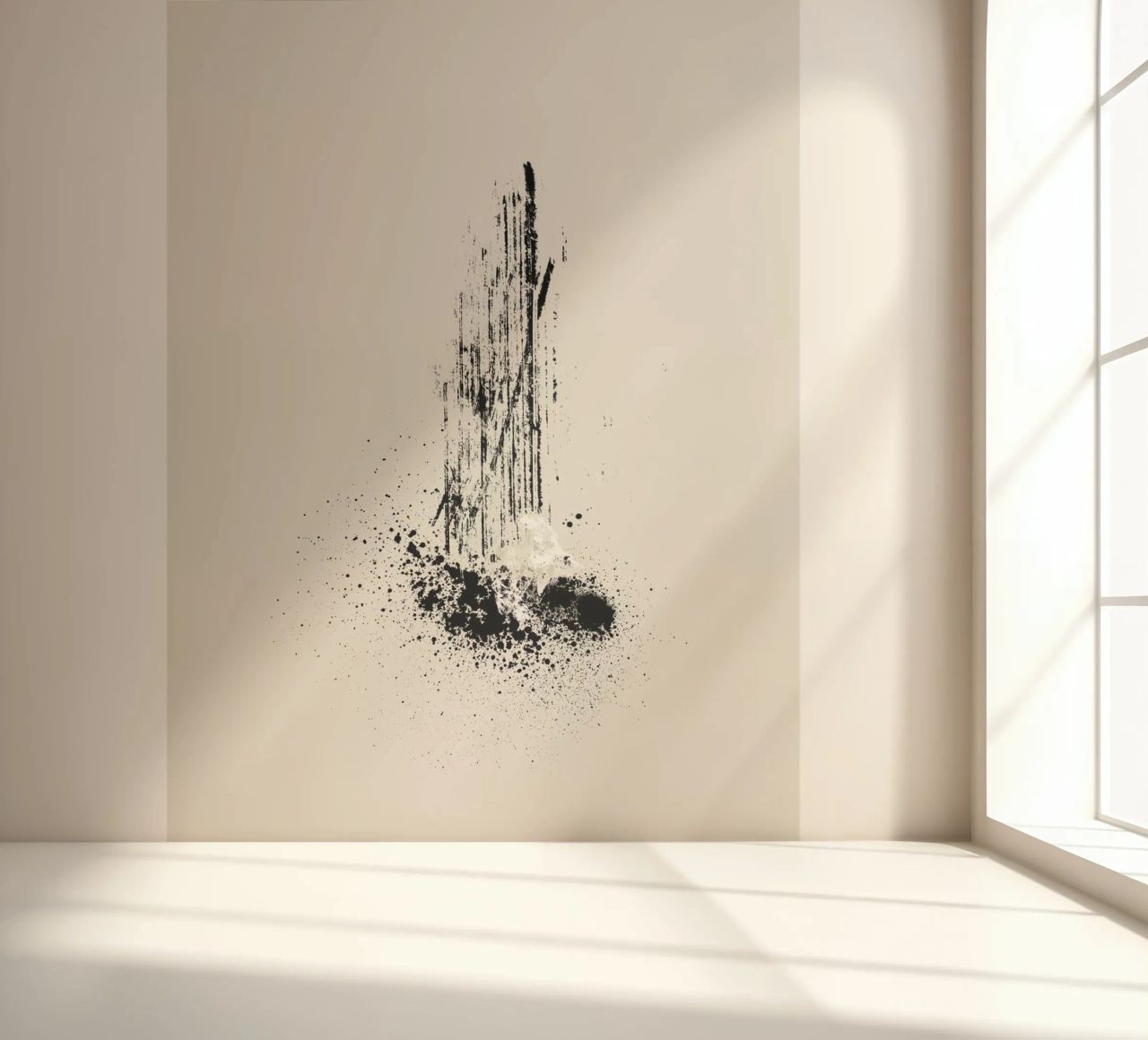 Modern and minimalist abstract with lines and paint splatter papel para pared de Imaginative