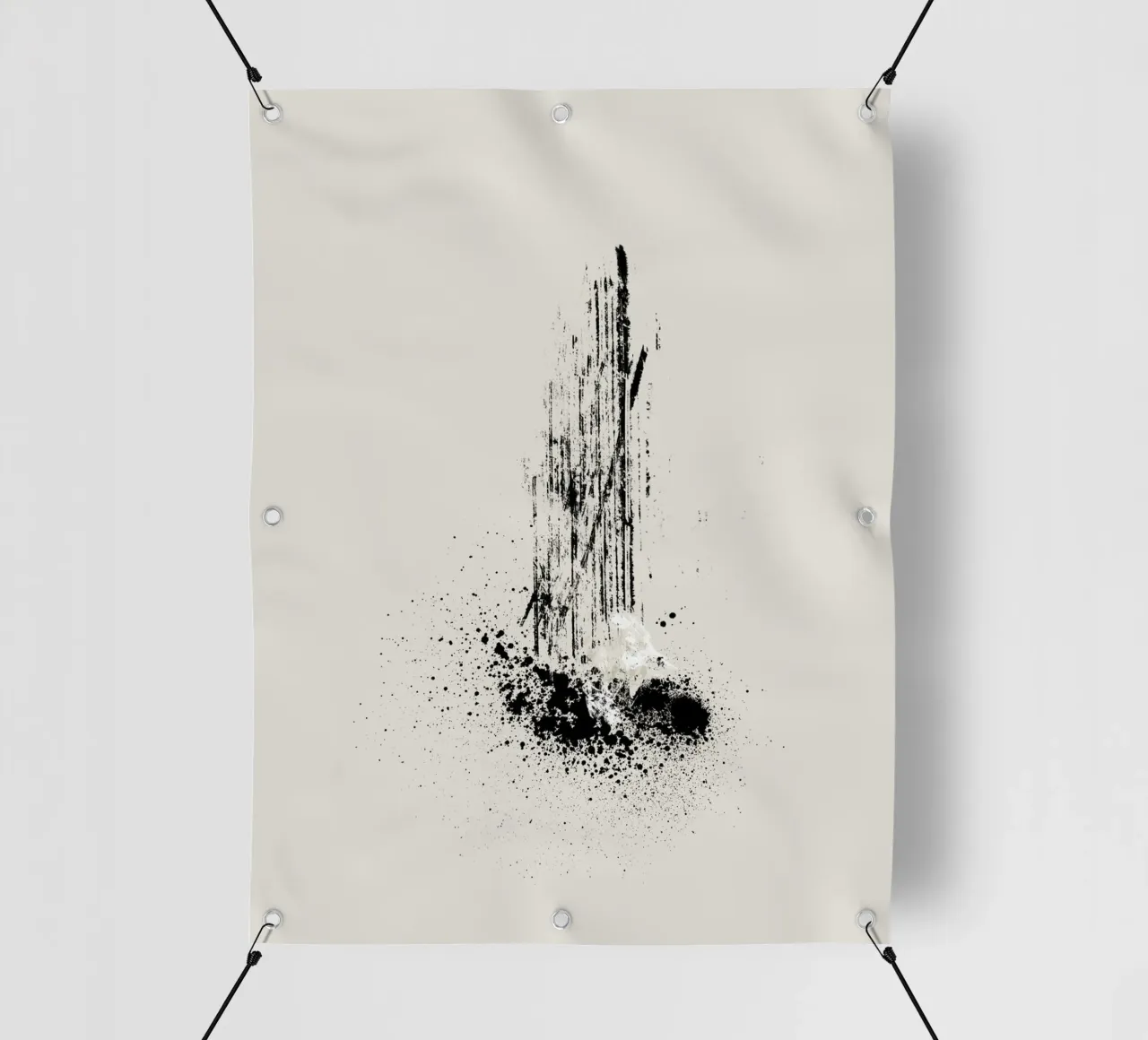 Modern and minimalist abstract with lines and paint splatter bâche pvc de Imaginative