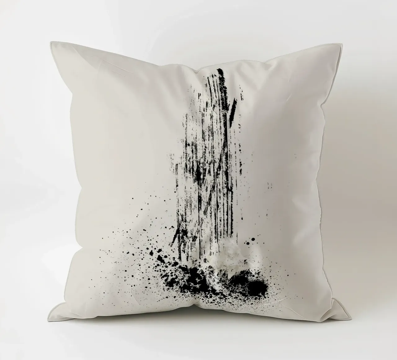 Modern and minimalist abstract with lines and paint splatter cuscino da Imaginative