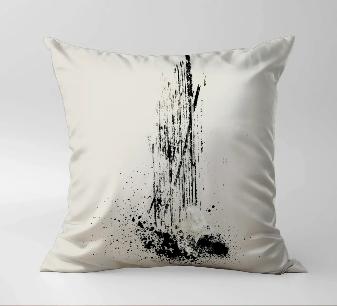 Modern and minimalist abstract with lines and paint splatter coussin de Imaginative