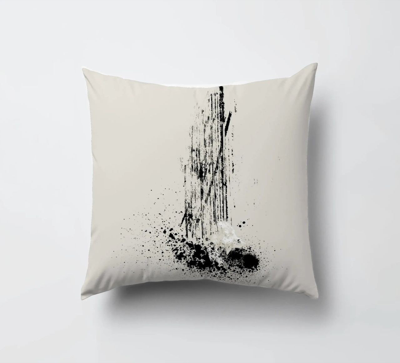 Modern and minimalist abstract with lines and paint splatter cuscino da Imaginative