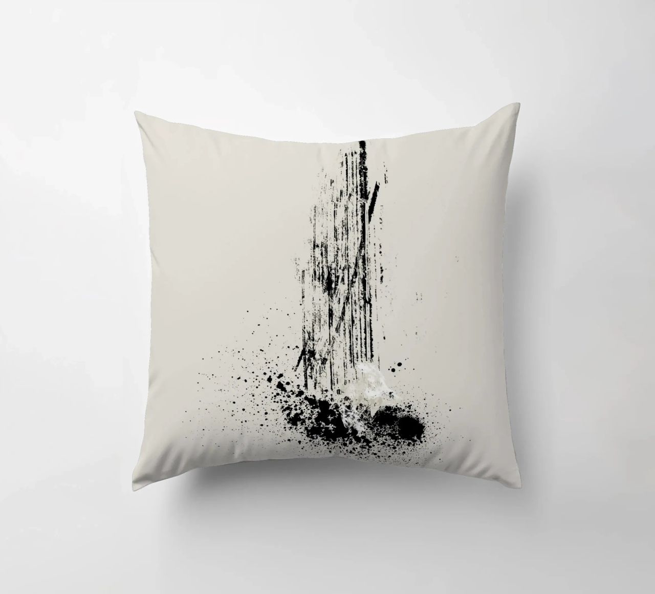 Modern and minimalist abstract with lines and paint splatter cuscino da Imaginative