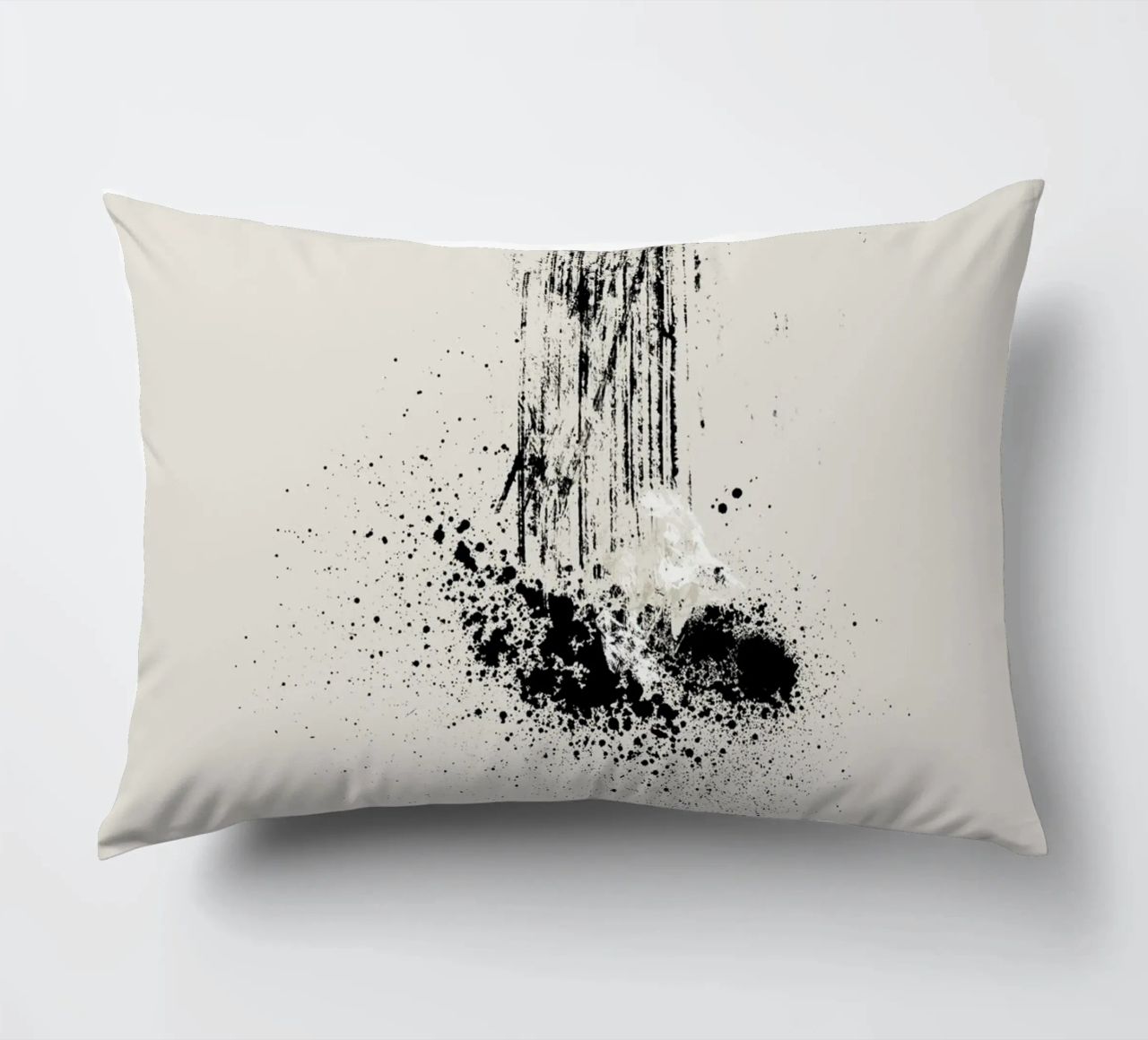 Modern and minimalist abstract with lines and paint splatter cuscino da Imaginative