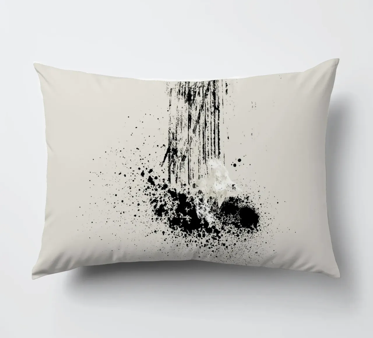Modern and minimalist abstract with lines and paint splatter decorative cushion by Imaginative