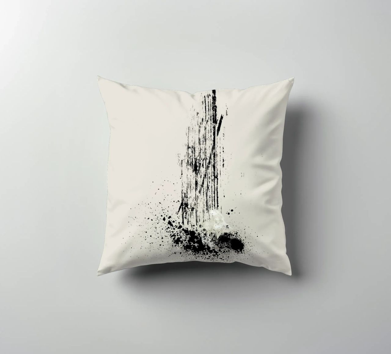 Modern and minimalist abstract with lines and paint splatter cuscino da Imaginative