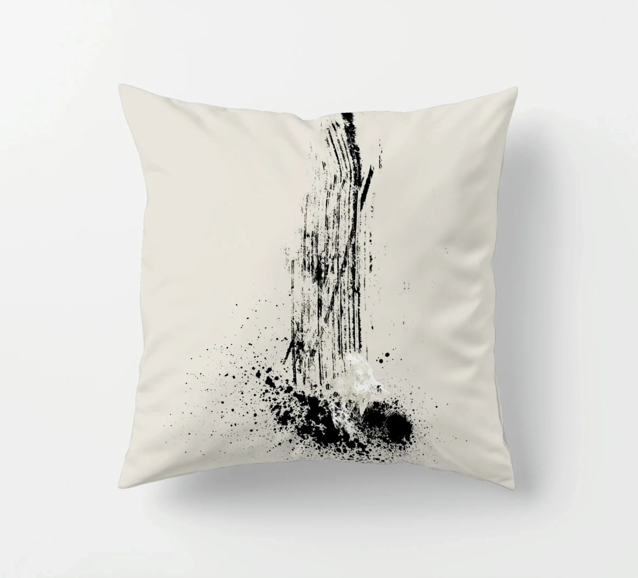 Modern and minimalist abstract with lines and paint splatter cuscino da Imaginative