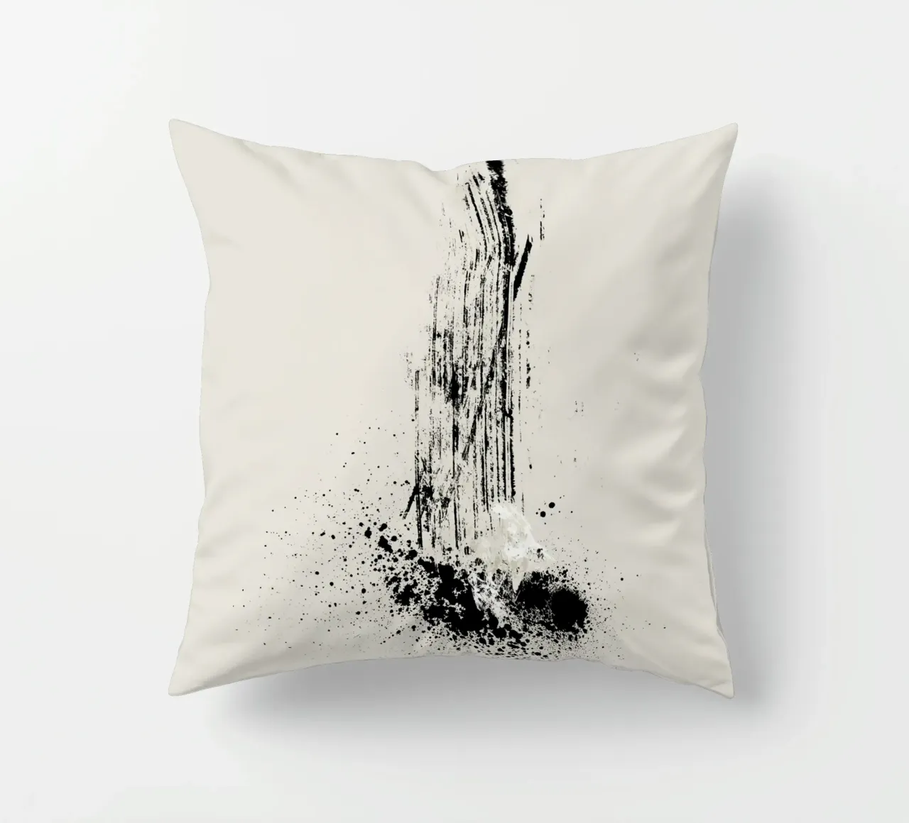 Modern and minimalist abstract with lines and paint splatter cuscino da Imaginative
