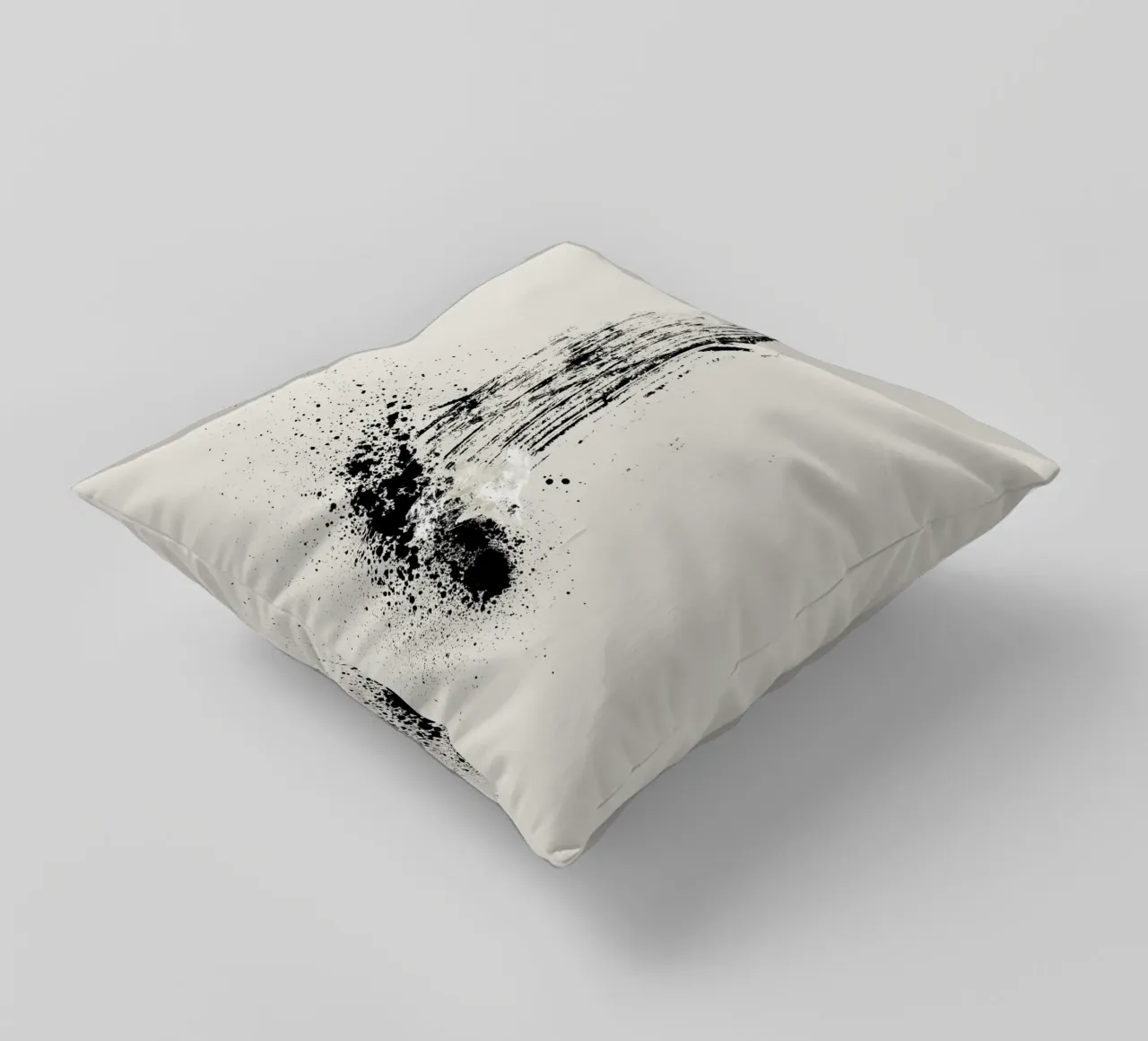 Modern and minimalist abstract with lines and paint splatter cuscino da Imaginative