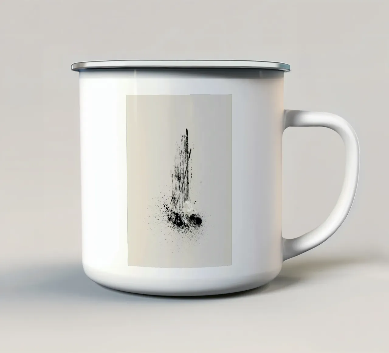 Modern and minimalist abstract with lines and paint splatter Emaille Tasse von Imaginative