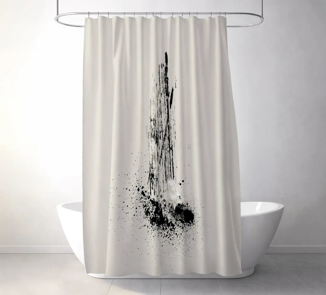 Modern and minimalist abstract with lines and paint splatter Duschvorhang von Imaginative